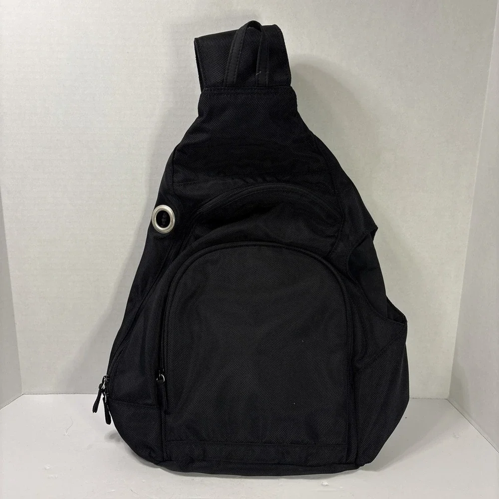 Pottery Barn Kids Ultimate Diaper Bag Black Sling Backpack Ergonomic Travel Bag